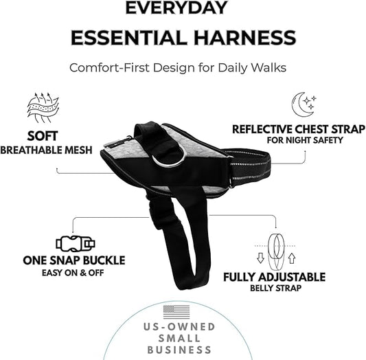 ShawnCo Essential Dog Harness, No-Pull Pet Vest with 3 Leash Clips, No Choke, Reflective, Adjustable and Padded, for Easy Walking and Training for Small, Medium and Large Dogs (Arctic Camo, XL)
