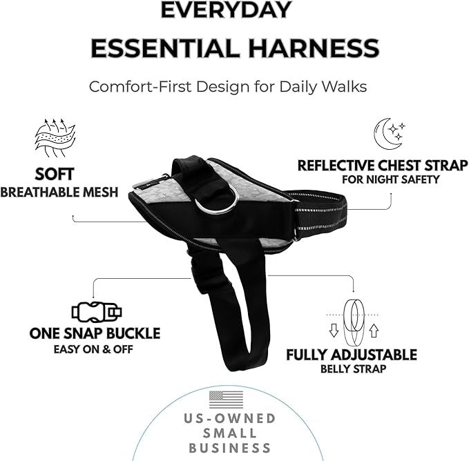 ShawnCo Essential Dog Harness, No-Pull Pet Vest with 3 Leash Clips, No Choke, Reflective, Adjustable and Padded, for Easy Walking and Training for Small, Medium and Large Dogs (Arctic Camo, S)