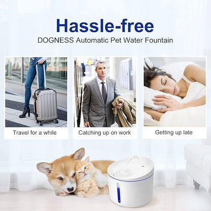 DOGNESS D03 Pet Water Fountain, 1L Healthy and Hygienic Drinking Fountain Super Quiet Flower Automatic Electric Water Bowl for Dogs, Cats, Birds (White)