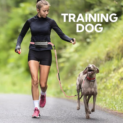 Hands Free Dog Leash, Adjustable Waist Belt with Double Padded Handles No Pull,Pink