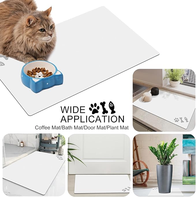 Absorbent Dog Food Mat, No Stains Quick Dry Dog Water Dispenser Mat, Pet Accessories Supplies,Easy Clean Dog Bowl Mat, Multiple Colors, Sizes & Purposes