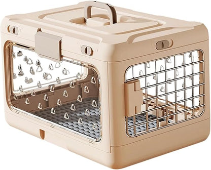 Folding Puppy Crate, Cat Travel Cage, Portable Dog Kennel, Pet Carrier for Small Dogs, Light Pink