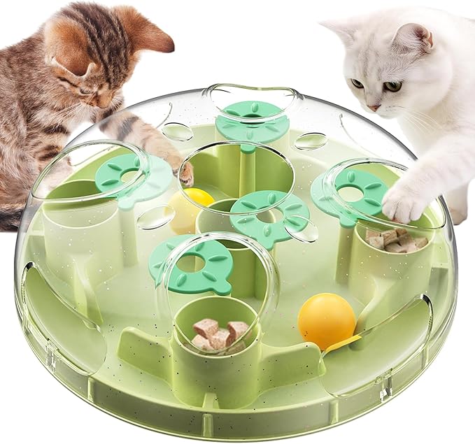 KADTC 2 Ways to Play - Large Size Cat Treat Puzzle Toy U.S. Brand & Design Foraging Balls for Indoor Cats Puzzles Feeder Kitten Stimulating Enrichment Slow Feeding Toys Interactive Brain-Teasing Game