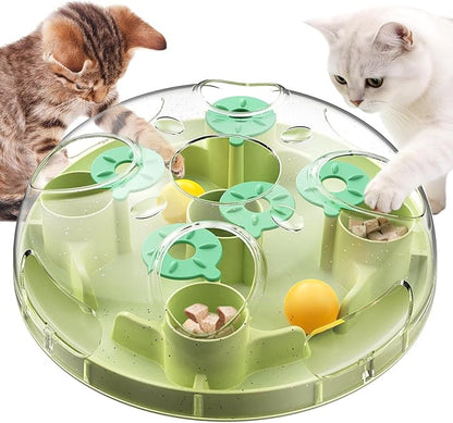 KADTC 2 Ways to Play - Large Size Cat Treat Puzzle Toy U.S. Brand & Design Foraging Balls for Indoor Cats Puzzles Feeder Kitten Stimulating Enrichment Slow Feeding Toys Interactive Brain-Teasing Game
