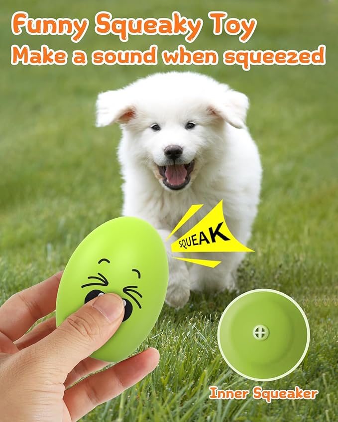 Squeaky Dog Toys, Soft Puppy Egg Balls, Funny Interactive Squeak Pet Chew Toy, [10 Pack] Fetch Play Balls Toy for Puppies Small Medium Breeds, 2.6"*1.8"