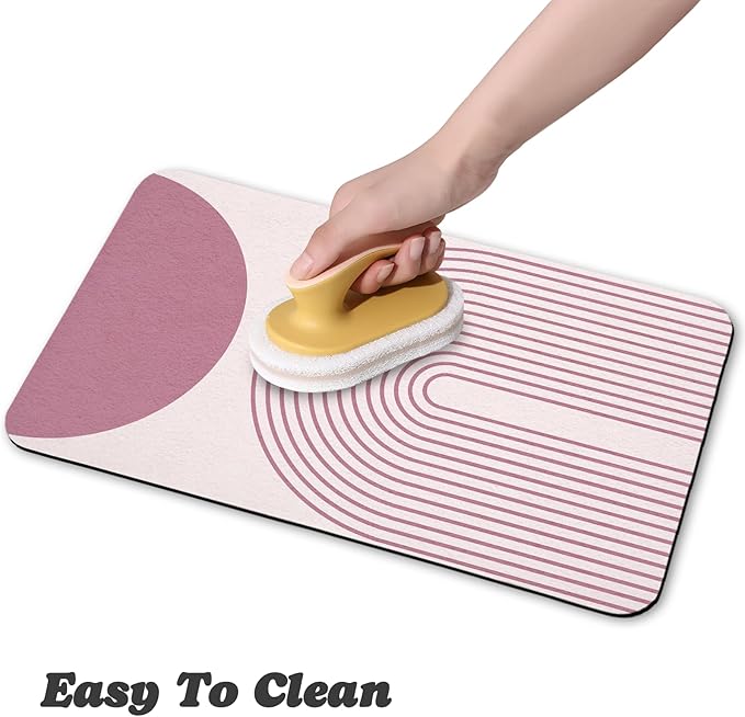 Dog Food Mats,Cat Absorbent Water Bowl Feeding Mats Pet Placemats for Food and Water Pink Bohemia 12 * 20 inch