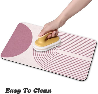 Dog Food Mats,Cat Absorbent Water Bowl Feeding Mats Pet Placemats for Food and Water Pink Bohemia 12 * 20 inch