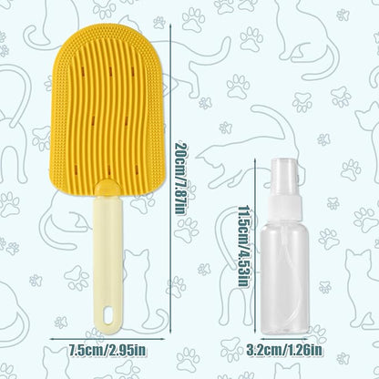 3pcs Cat Tongue Combs, 2024 New Cat Grooming Brushes with 1 Spray Bottle Cat Shedding Brush for Long Haired Cats Ice Cream Cat Fur Remover Comb for Easily Removes Fur Reducing Hairballs