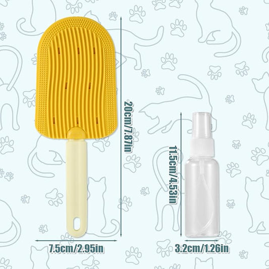3pcs Cat Tongue Combs, 2024 New Cat Grooming Brushes with 1 Spray Bottle Cat Shedding Brush for Long Haired Cats Ice Cream Cat Fur Remover Comb for Easily Removes Fur Reducing Hairballs