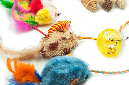 Fashion's Talk Mouse Cat Toys Mixed Bag 27 Assorted Mice Toy for Cats Kitten Catnip,Feather,Furry,Rattle,Plush,Interactive Kitty Toys