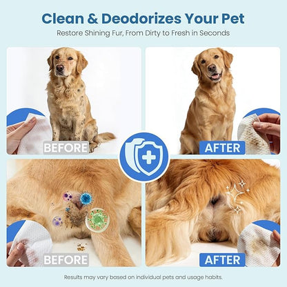 Pet Wipes for Dogs & Cats, Extra Moist & Thick Grooming Puppy Wipes with 100 Fresh Counts, Aloe Vera/Nature