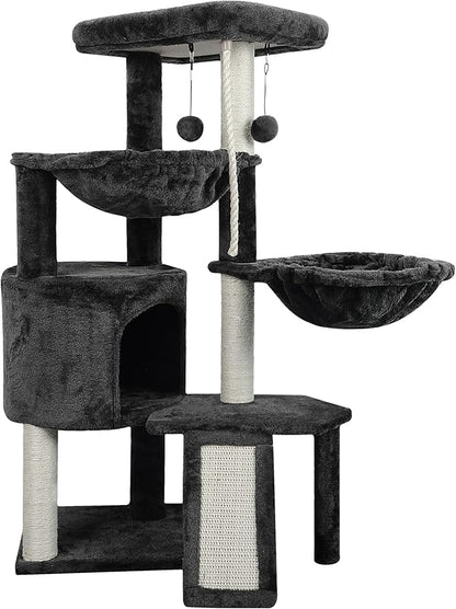 Xin Three Layer Cat Tree with Cat Condo and Two Hammocks,Darkgray …