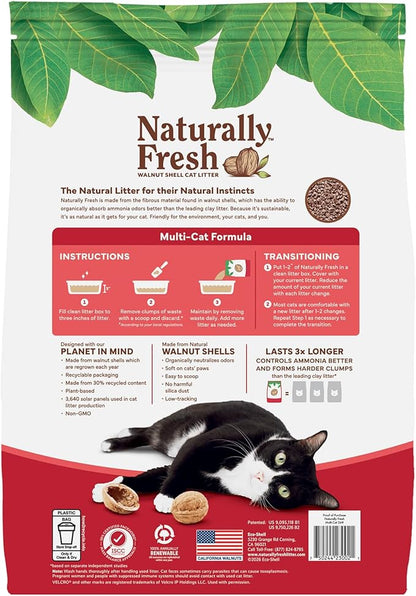 Naturally Fresh Cat Litter Made from Walnut Shells, Unscented, Multi-Cat, Upcycled, Low Dust, Sustainable, 30 Lbs