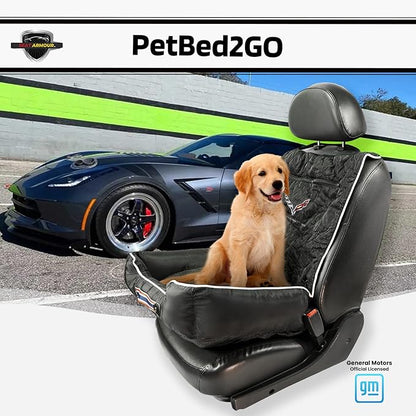 Seat Armour - PetBed2GO for Corvette C7 in Black - Pet Bed Cushion & Car Seat Cover - 26x20x6, 3.5 lbs