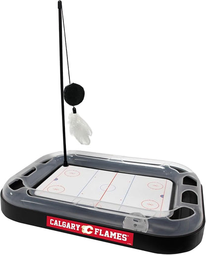 Pets First NHL Calgary Flames 5-in-1 Cat Scratching Toy with Interactive Cat Ball, Bell and Track