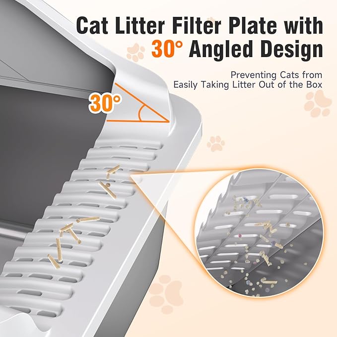 2PACK Stainless Steel Litter Box, Odor Free XL Metal Litter Box Extra Large with High Sides, Easy Cleaning Open Top Litter Pan Include Scoop Non-Sticky Kitty Cat Box Anti-Urine Leakage, Anti-Scratch