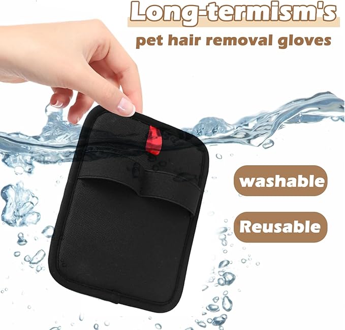 QQM 2026 Upgraded Pet Hair Remover Glove, Double-Sided Reusable Electrostatic Grooming Mitt for Cats & Dogs, Effective Fur Removal from Furniture, Couch, Carpet, Clothes, Bed & Car Seats
