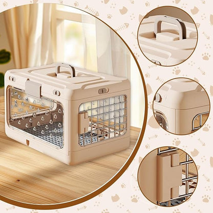 Folding Puppy Crate, Cat Travel Cage, Portable Dog Kennel, Pet Carrier for Small Dogs, Light Pink