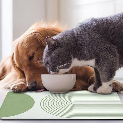 Dog Food Mats,Cat Absorbent Water Bowl Feeding Mats Pet Placemats for Food and Water Green Bohemia 12 * 20 inch