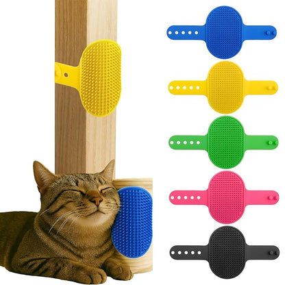 5PCS Pet Cat Grooming Brush, Adjustable Silicone Grooming Brush, Cat Self-service Scratcher, Silicone Grooming Belt Pad, Suitable For Cats (Self-service And Handheld)