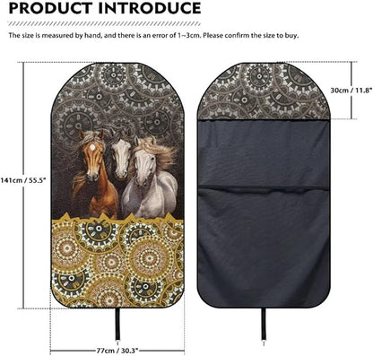 Coldinair Boho Towel Seat Covers for Cars,SUVs,Trucks,Tribal Horse Waterproof Sweating Car Front Seats Protector Cover for Workout,Gym,Beach,Universal Auto Interior Accessories for Women Men