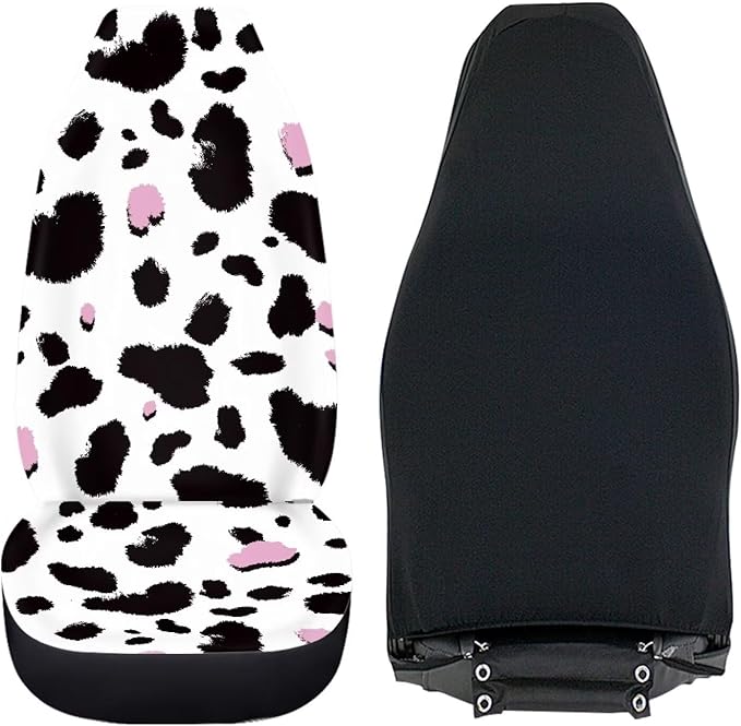 Dreaweet Cow Print Seat Covers for Cars for Women Cute Car Accessories Interior 2 Piece Washable Universal Auto Seat Covers Front Seats Only Easy to Install