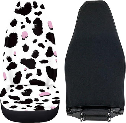 Dreaweet Cow Print Seat Covers for Cars for Women Cute Car Accessories Interior 2 Piece Washable Universal Auto Seat Covers Front Seats Only Easy to Install