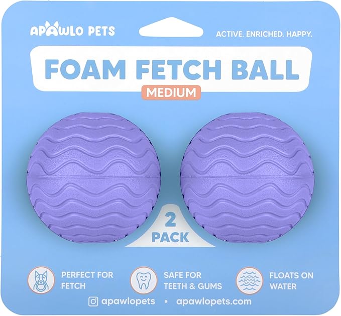 Foam Fetch Ball for Dogs – Durable EVA Foam Dog Ball, Interactive Chew Toy for Dogs, Lightweight Floating Ball for Water, Pool & Outdoor Fetch Games (Purple, Medium)