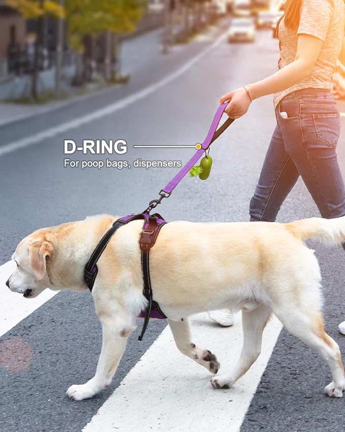 Joytale Strong Short Dog Leash 18 Inch, 1.2 Inch Wide, Heavy Duty, Padded Handle for Traffic Control, Reflective Leash for Medium and Large Dogs Walking Training, Purple