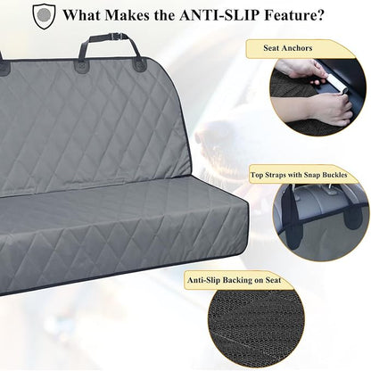 VIVAGLORY Dog Seat Cover Quickcover Seat Protector for Dog, Backseat Cover for Car, Back Rear Backseat Bench Protector, Standard, Grey