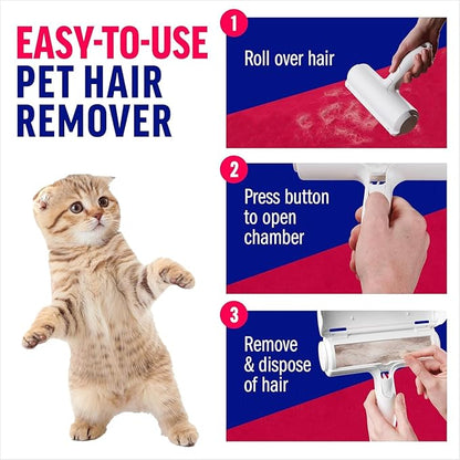 Pet Hair Remover Roller - Reusable Lint Roller for Dog & Cat Hair on Furniture, Couch, Carpet, Clothing - Eco-Friendly Portable Fur Remover Tool (White)