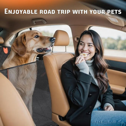 Back Seat Extender, Car Dog Seat with Hard Bottom Holds 420lbs, Thick & Durable Waterproof Pet Hammock Protector for Car, SUV,Truck(Black)