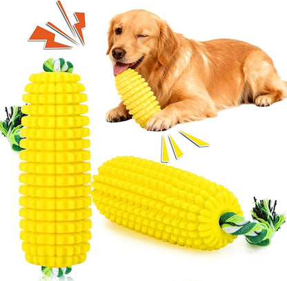 Sumind Dog Chew Toys for Aggressive Chewers Corn Dog Toy Indestructible Durable Rubber Squeaky Toothbrush Interactive Corn on the Cob Puppy Toy for Small Medium Large Breed