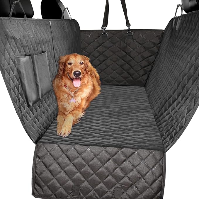 Vailge Dog Car Seat Cover for Back Seat, 100% Waterproof Scratch Proof Nonslip Back Seat Pet Cover for Dogs, 600D Heavy Duty Dog Hammock for Back Seat Car Trucks SUV