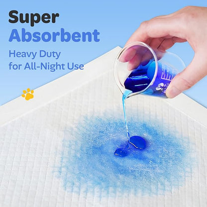 Disposable Puppy Pads 100 Count, 22"x22" Pee Pads for Dogs Potty Training, 6-Layer Super Absorbent & Leak Proof, Odor Block Pet Pads with Anti-Slip Adhesive Strips, White