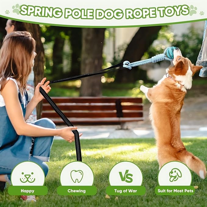 Hanging Tree Tug Toy,Bungee Dog Toy, Interactive Tether Tug Toy with 4Pcs,Exercise Play Rope, for Small/Medium Dogs