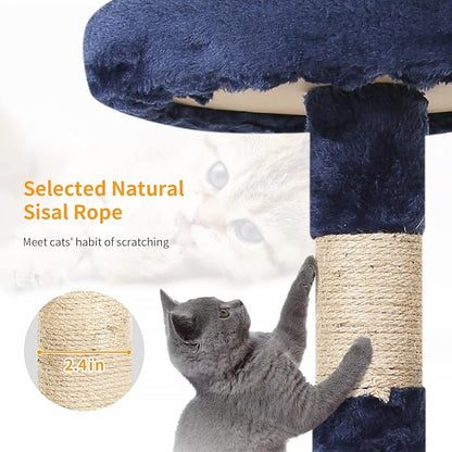 BestPet | 36" Cat Tree Tower | Navy Blue | Sturdy Multi-Level Cat Tree with Plush Condo, Cozy Perch, Sisal Scratching Posts, Hanging Toy and Stable Frame | Easy Assembly | for Kittens & Adult Cats