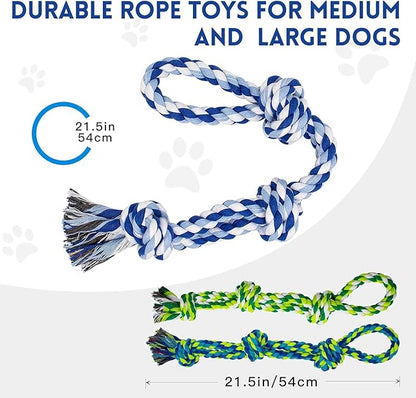 Dog Rope Toys for Large & Medium Dogs – 3 Pack Heavy Duty Chew Toys for Aggressive Chewers, Durable Tug-of-War Ropes, 100% Cotton Dog Toys for Training & Teeth Cleaning