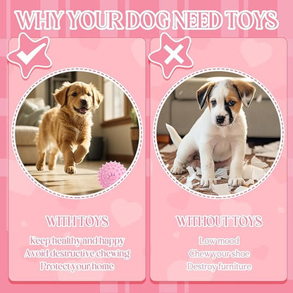 9Pack Pink Puppy Toys for Teething Treat Interactive to Keep Them Busy, Cute Soft Rubber Toy for Small Dogs, Girl Puppy EssentialsPink