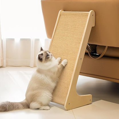 PETKARAY Sisal Cat Scratcher Ramp, L Shaped Scratching Post and Scratch Pad for Indoor Cats, Wall Furniture Protector(Large)