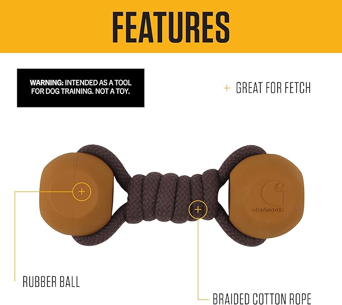 Carhartt Pet Training Tools, Durable Dog Tool for Tug and Fetch, Rope Bone (Carhartt Brown)