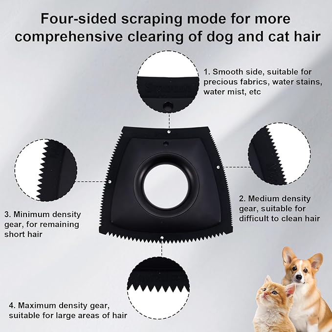 Pet Hair Remover, 2025 New Mini Pet Hair Remover Multi-Surface Silicone Dog Cat Fur Clean tool for Furniture Car Carpet Sofa Clothing Cleaning (Black)