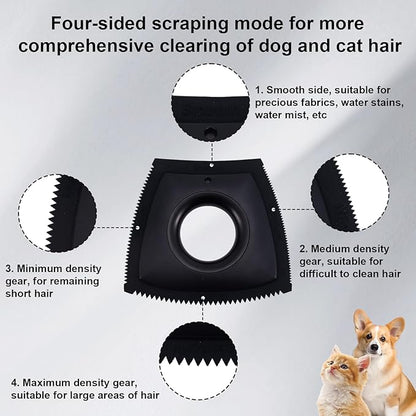 Pet Hair Remover, 2025 New Mini Pet Hair Remover Multi-Surface Silicone Dog Cat Fur Clean tool for Furniture Car Carpet Sofa Clothing Cleaning (Black)