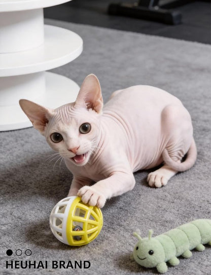 6Pcs Cat Toys Indoor for Bored Cats Kittens - 4 Bell Balls 2 Glitter Plush Balls Interactive Self Play Pet Toys (1.5'')