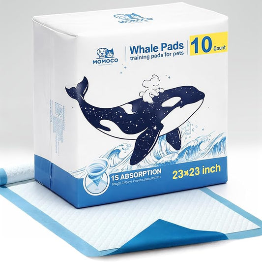 MoMoCo Whale Pads Puppy Pads 10 Pack, Portable Travel Dog Pee Pads, Ultra Absorbent & Leak-Proof, Ideal for Trips, Car, Hotel & Emergency Use
