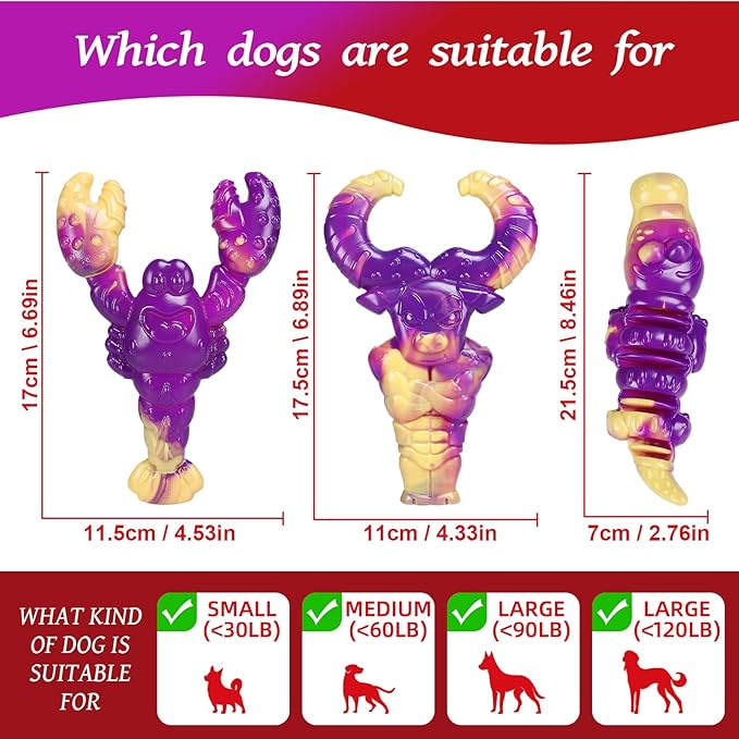 Indestructible Dog Toys for Aggressive Chewers, Tough Dog Toys for Large Dogs, Durable Dog Chew Toys to Keep Them Busy, Interactive Aggressive Chew Toys for Medium Dogs, Beef Flavor (A-Crocodile)