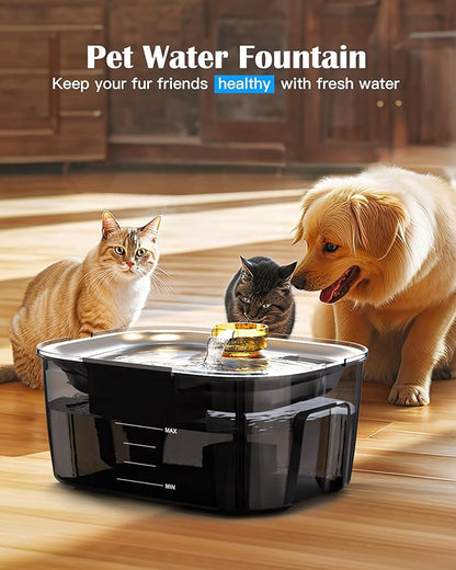 2.6 Gallon Dog Water Fountain – Stainless Steel 10L Pet Fountain Cat Fountain Dog Bowl Dispenser 338oz Capacity for Multi Pet Homes 2 Filters with 7 Layer Dual Filter System Ultra Quiet Pump