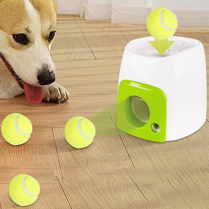 Automatic Dog Ball Launch - 16x16x20cm/6.3x6.3x7.87 Inches Tennis Ball Launch for Dogs | Interactive Toys with Snack Dispensing Puzzle for Puppy Training Exercise Inside Outside Backyard