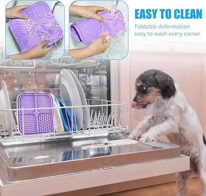 Lick Mat for Dogs, Premium Lick Pad with Suction Cups for Dog Anxiety Relief, Slow Feeder Dog Bowls, Bathing, Grooming and Training (Light Purple, 1pack)