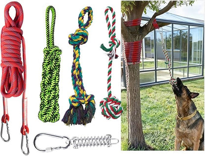 Tether Tug Outdoor Dog Toy for Aggressive Chewers: Durable Rope Toy for Large Breed Dogs - Interactive Backyard Pulling & Exercise Gym with Bungee Spring